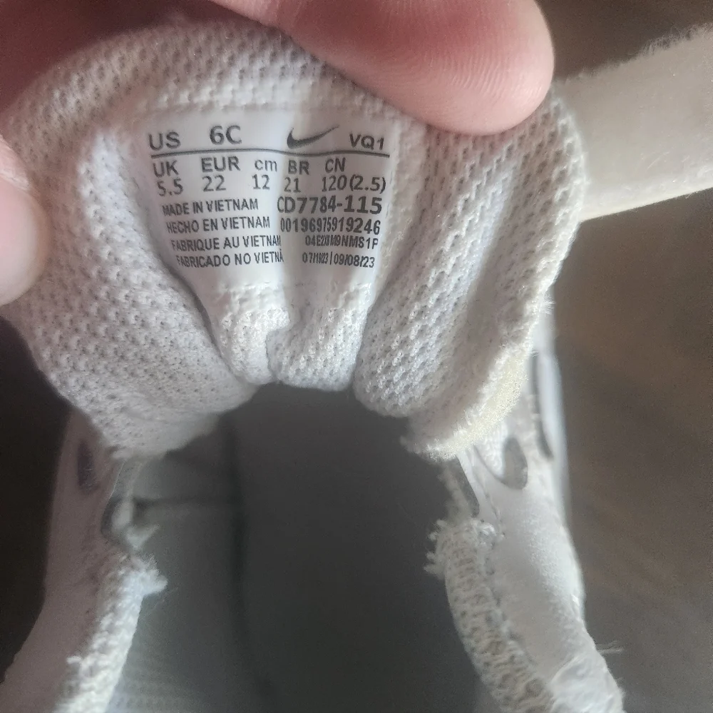Nike Kids White High-Top Sneakers with Green Sole 5.5
